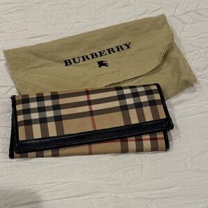 Burberry Beige and Black Checkered Wallet